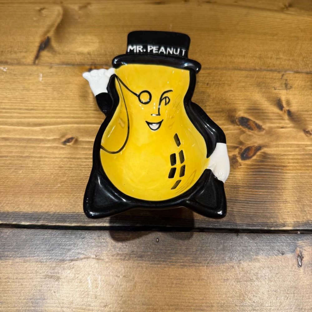 Vintage Planters Mr Peanut Ceramic Nut Dish Candy Bowl Advertising Collectible